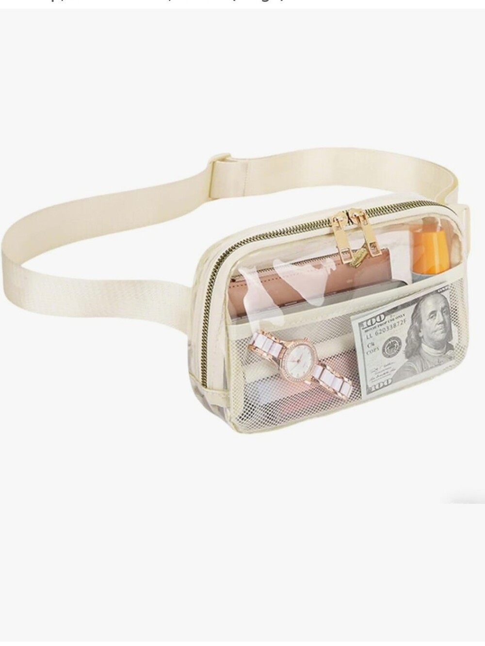 Clear Beige Transparent Fanny Pack Belt Bag